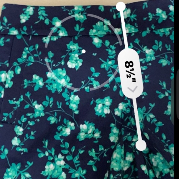 J. Crew NWOT Navy Blue & Green Floral Stretch Zip Up Shorts - Picture 15 of 16